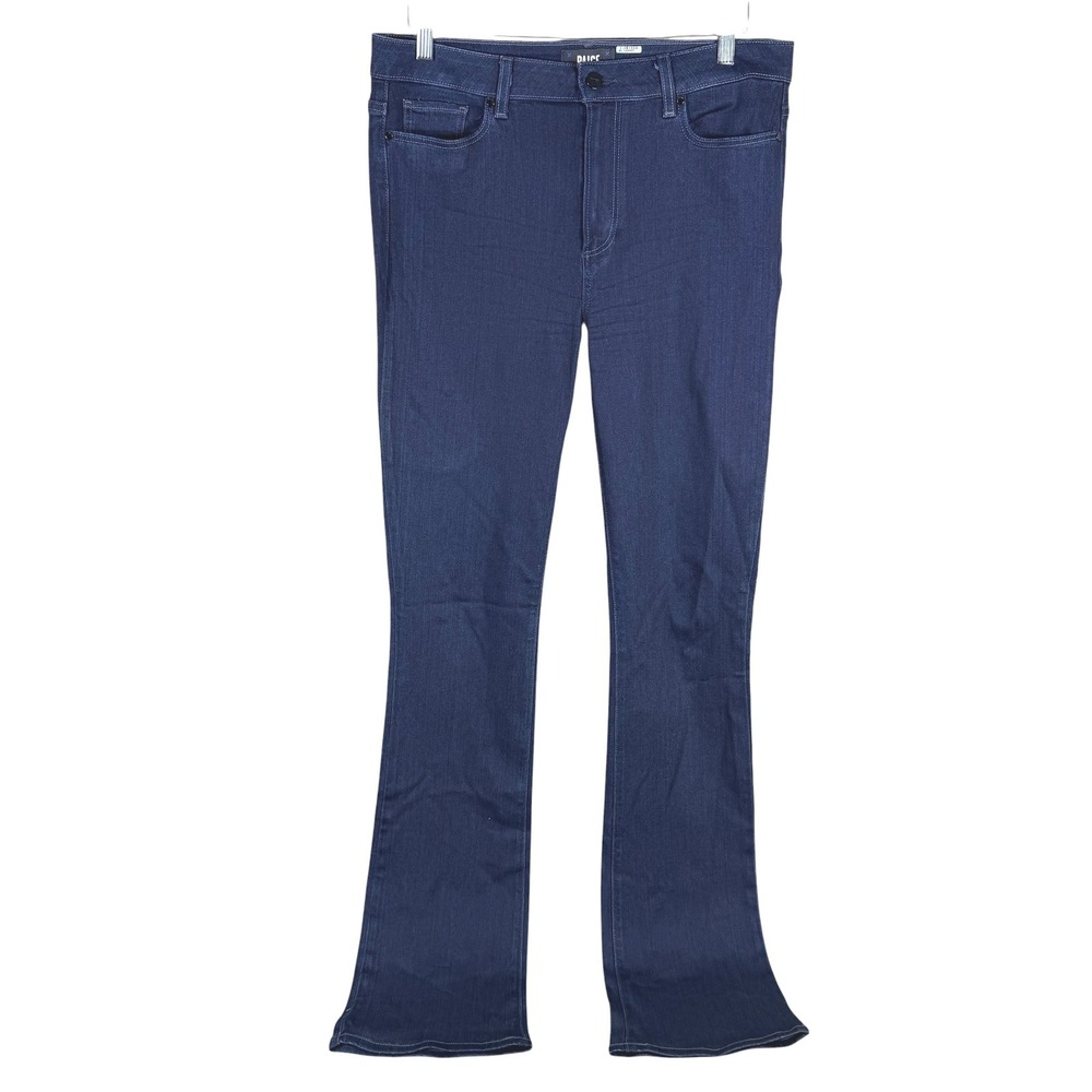 PAIGE High Rise Manhattan Jeans Womens 32 Blue Eve Dark Wash Bootcut‎ Stretch